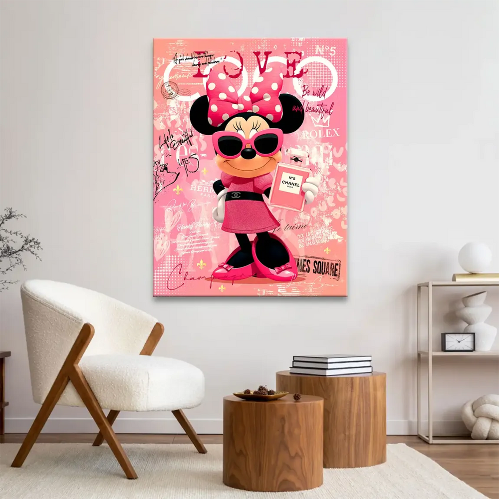 Minnie Mouse Pop Art Canvas - Chanel No. 5 Fashion Wall Art - Image 4