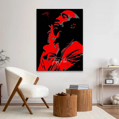 Graphic hip hop art portrait of a legendary rapper on canvas wall art