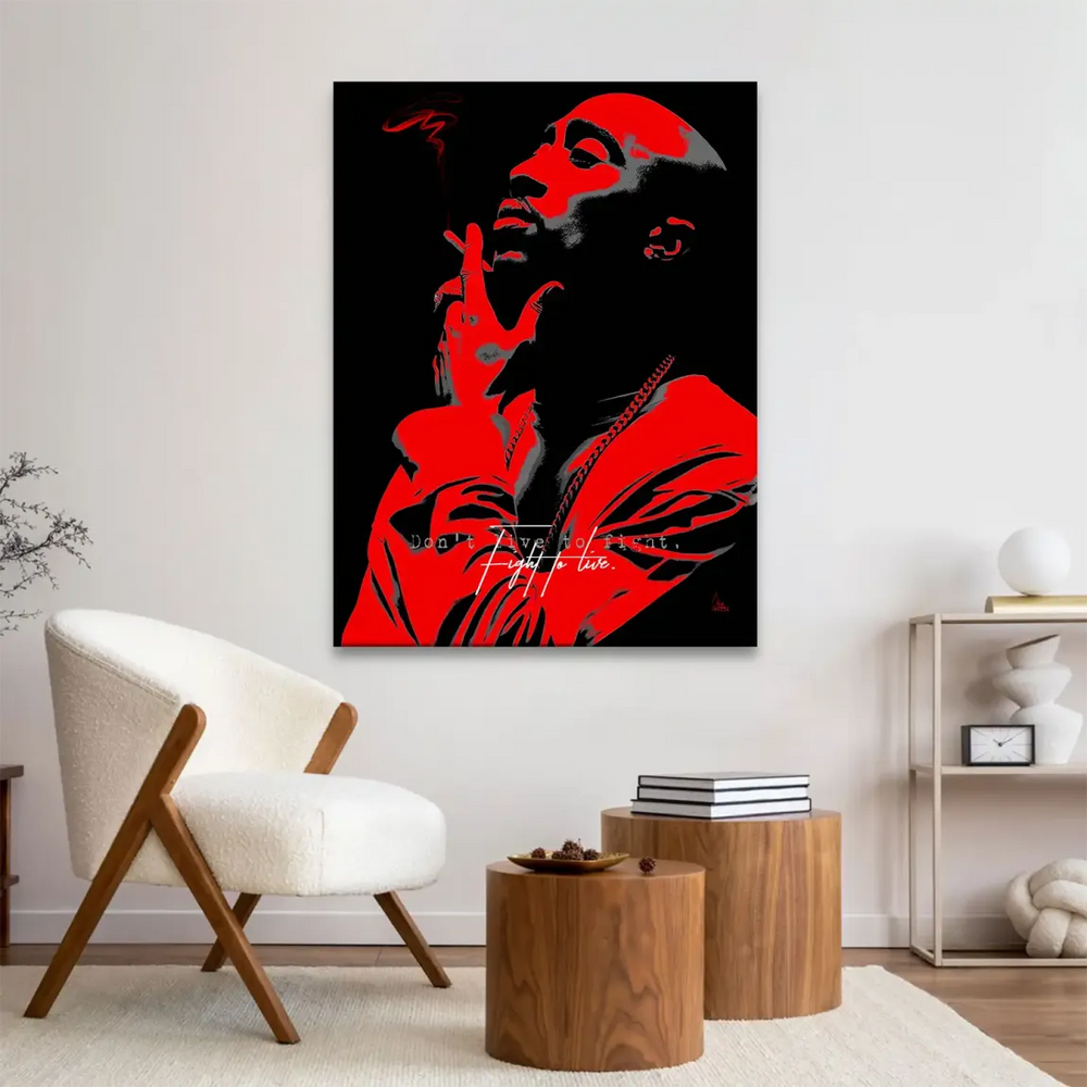 Graphic hip hop art portrait of a legendary rapper on canvas wall art