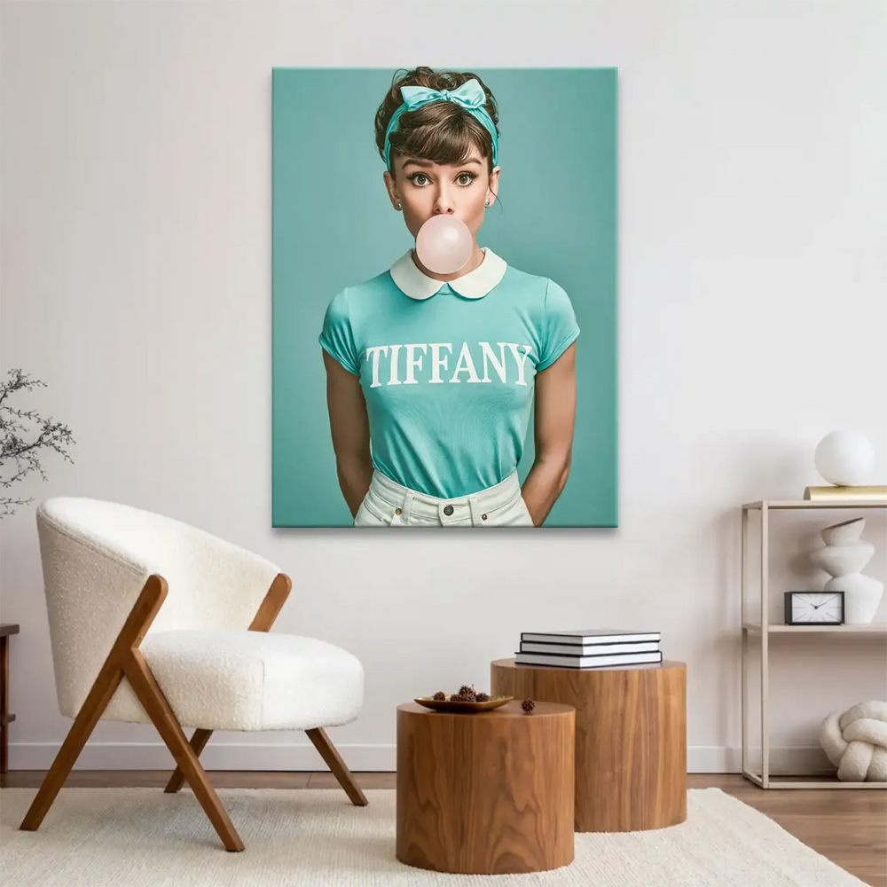Vintage Hollywood glamour fused with contemporary pop art in a female portrait