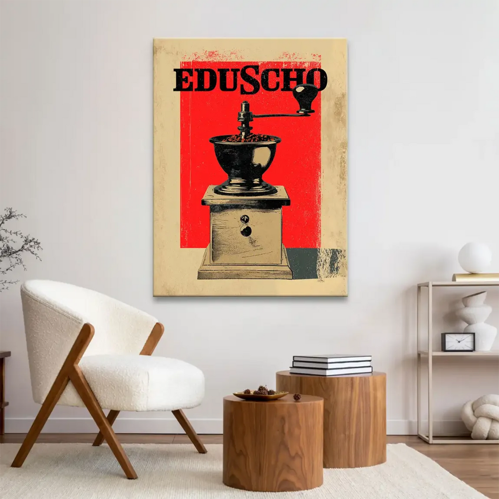 Portrait-oriented canvas print with nostalgic advertising poster vibe