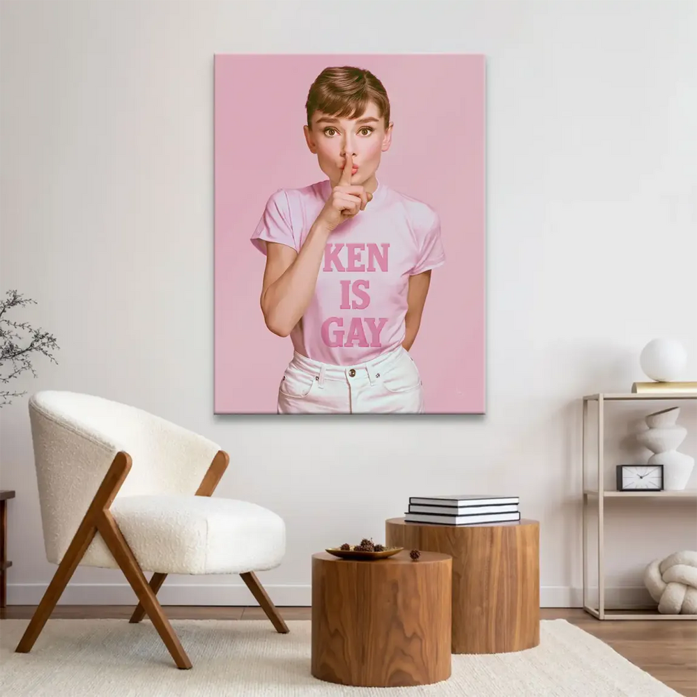Audrey Hepburn Ken is Gay Pop Art Canvas Wall Art - Image 4