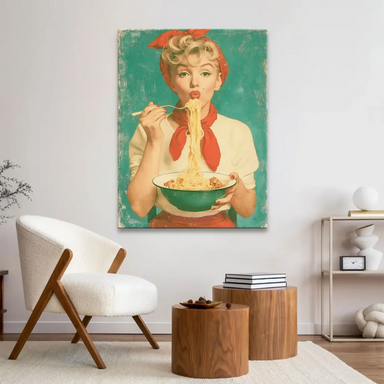 Creamy white highlights and bold colors in vintage pop art