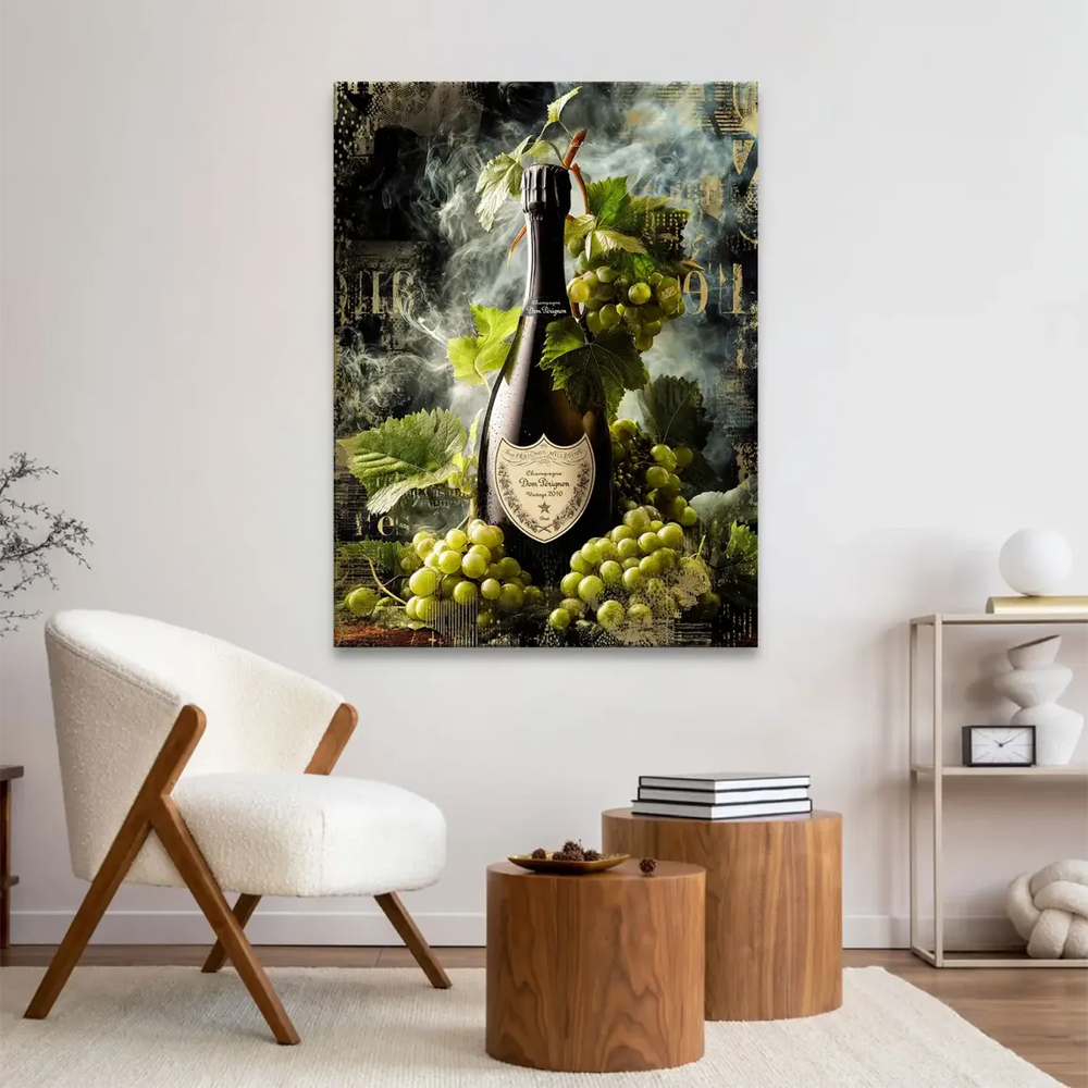 Champagne Vines Canvas Art in a dining room setting.