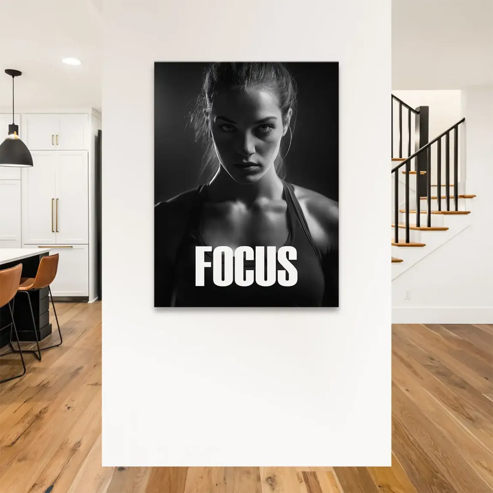 Canvas wall art with high-contrast grayscale photography for gym or office decor