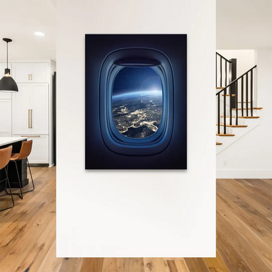 Vibrant city lights illuminate continents beneath a blue-purple space backdrop