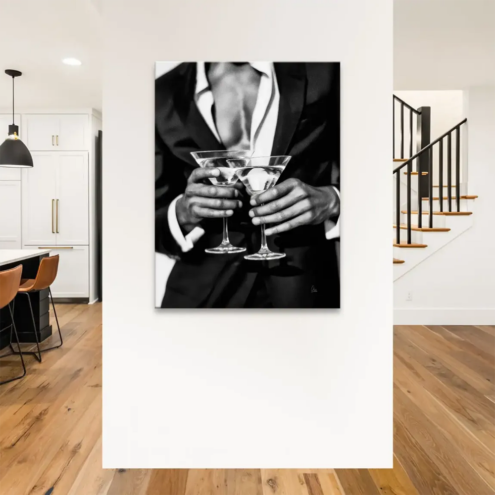 Elegant black-and-white wall art with film-noir mood