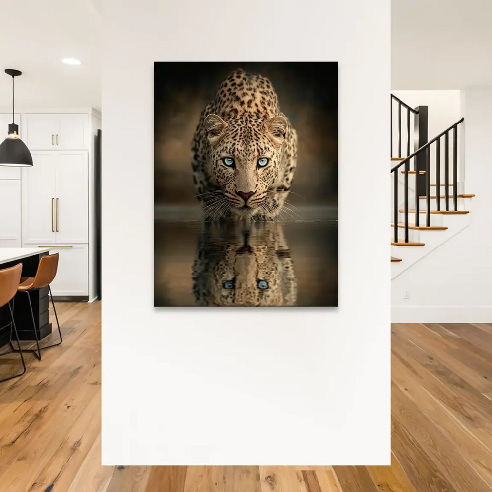 Earthy brown, beige, and gold leopard fur in portrait wall art