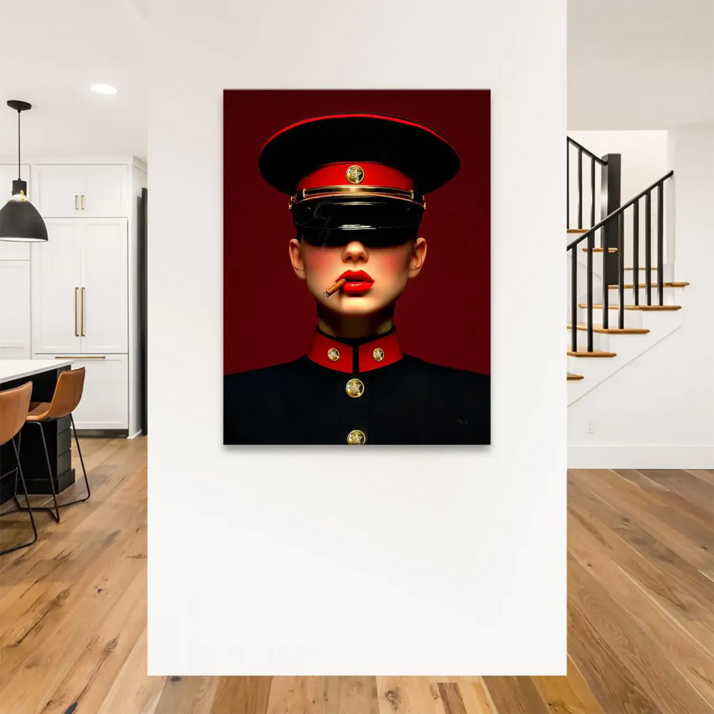 Graphic wall art portrait inspired by Pop Art and contemporary fashion, suitable for modern minimalist or industrial decor