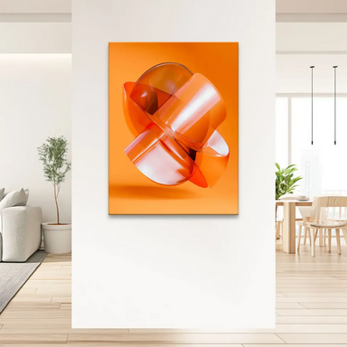 Monochromatic orange background with light and shadow interplay in abstract canvas art