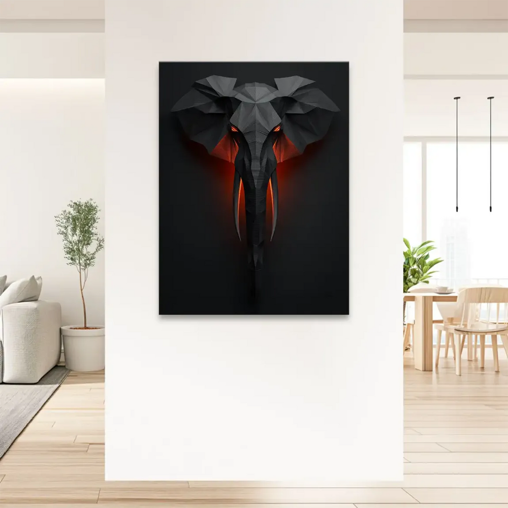 Modern abstract animal wall art showcasing a bold sculptural elephant.