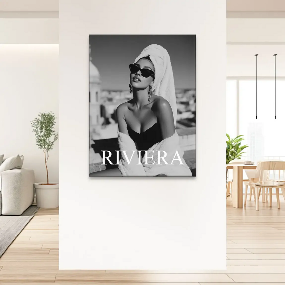 Elegant canvas print suitable for living rooms and bedrooms, showcasing couture-inspired glamour on a rooftop