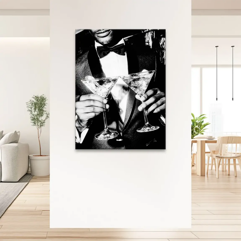 Gentleman Style Canvas Art - Black & White Bar/Cocktail Theme - Image 4