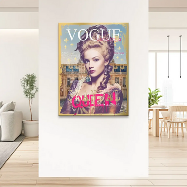 Fashion-forward wall art blending vintage royal imagery with street-art aesthetics for eclectic interiors.