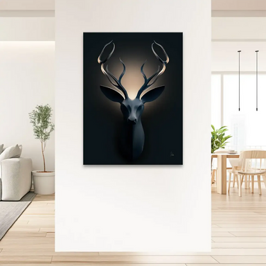Charcoal grey deer silhouette canvas art in contemporary style