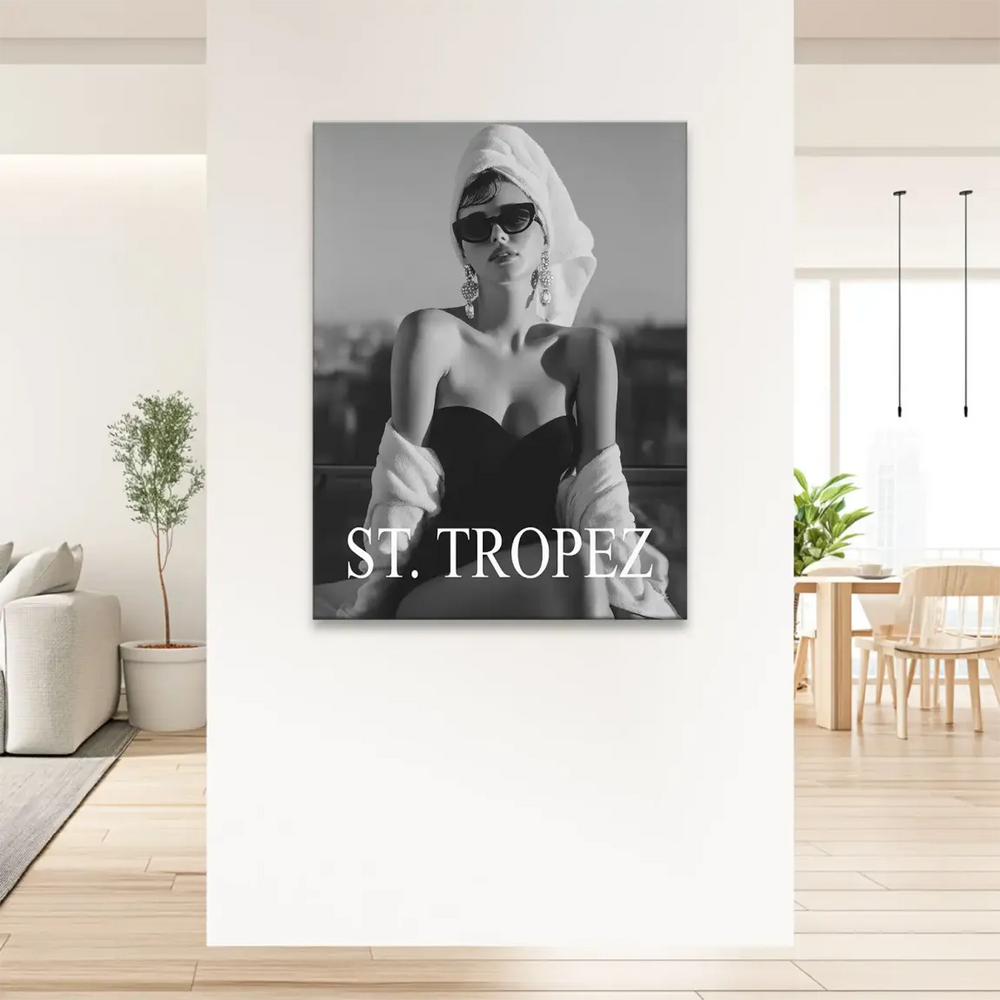 Monochrome fashion photography-inspired wall art suitable for glam and modern interiors