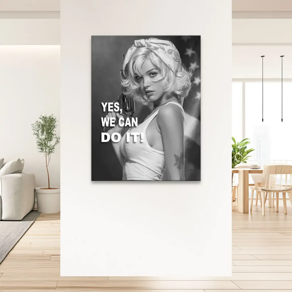 Portrait-oriented canvas print with a strong gaze and empowering mood