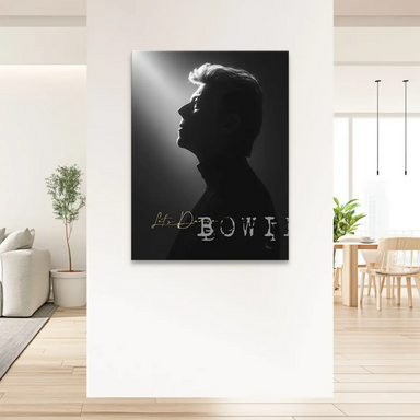 Vintage-style celebrity wall art: David Bowie in dramatic spotlight