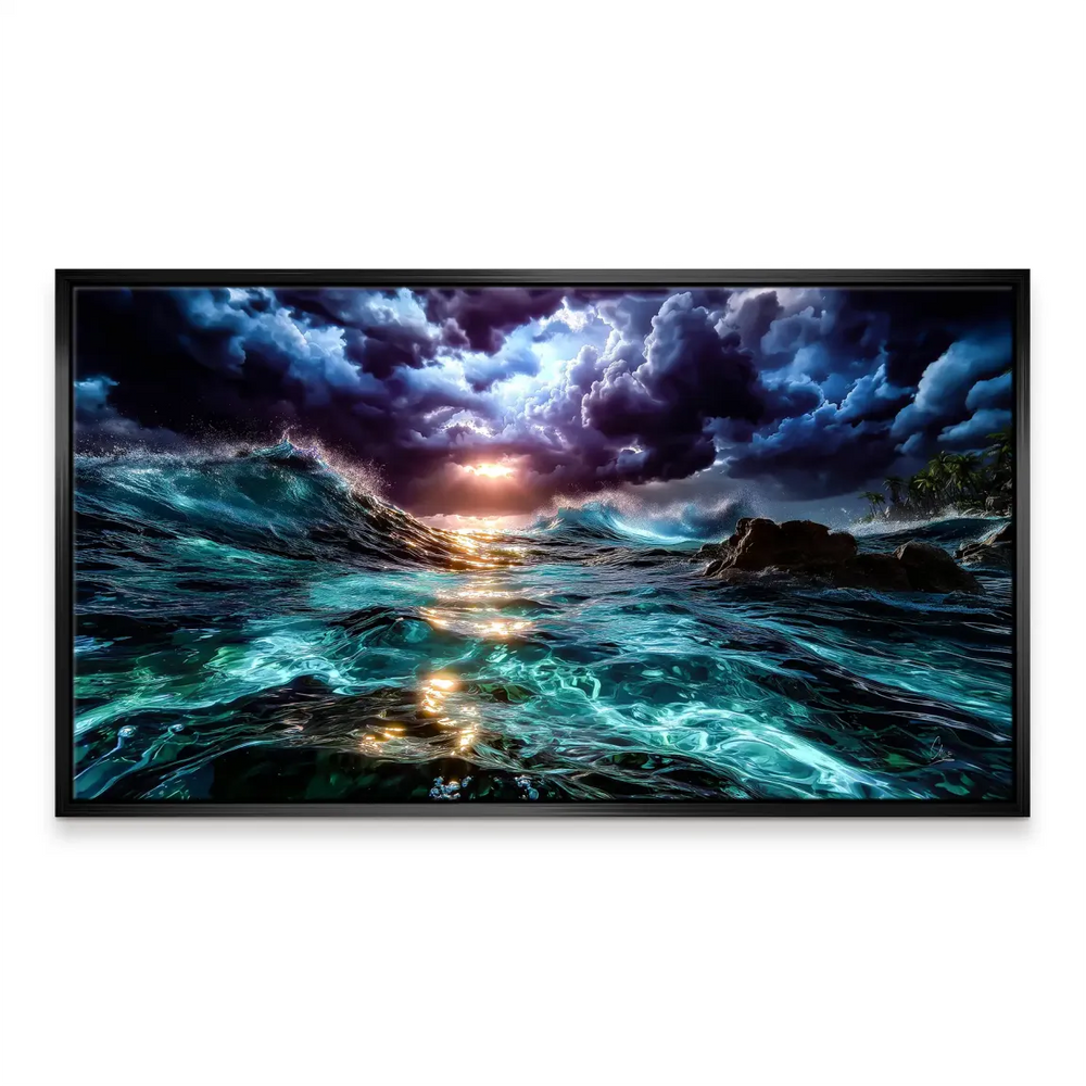 Canvas wall art of a dramatic seascape, ideal for living rooms or offices