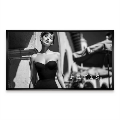 Audrey Hepburn Paris Cafe Canvas Print - Fashion Portrait Monochrome - Image 5