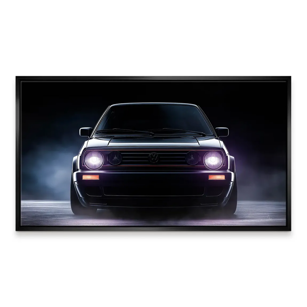 Iconic car silhouette in a dramatic automotive wall art piece.