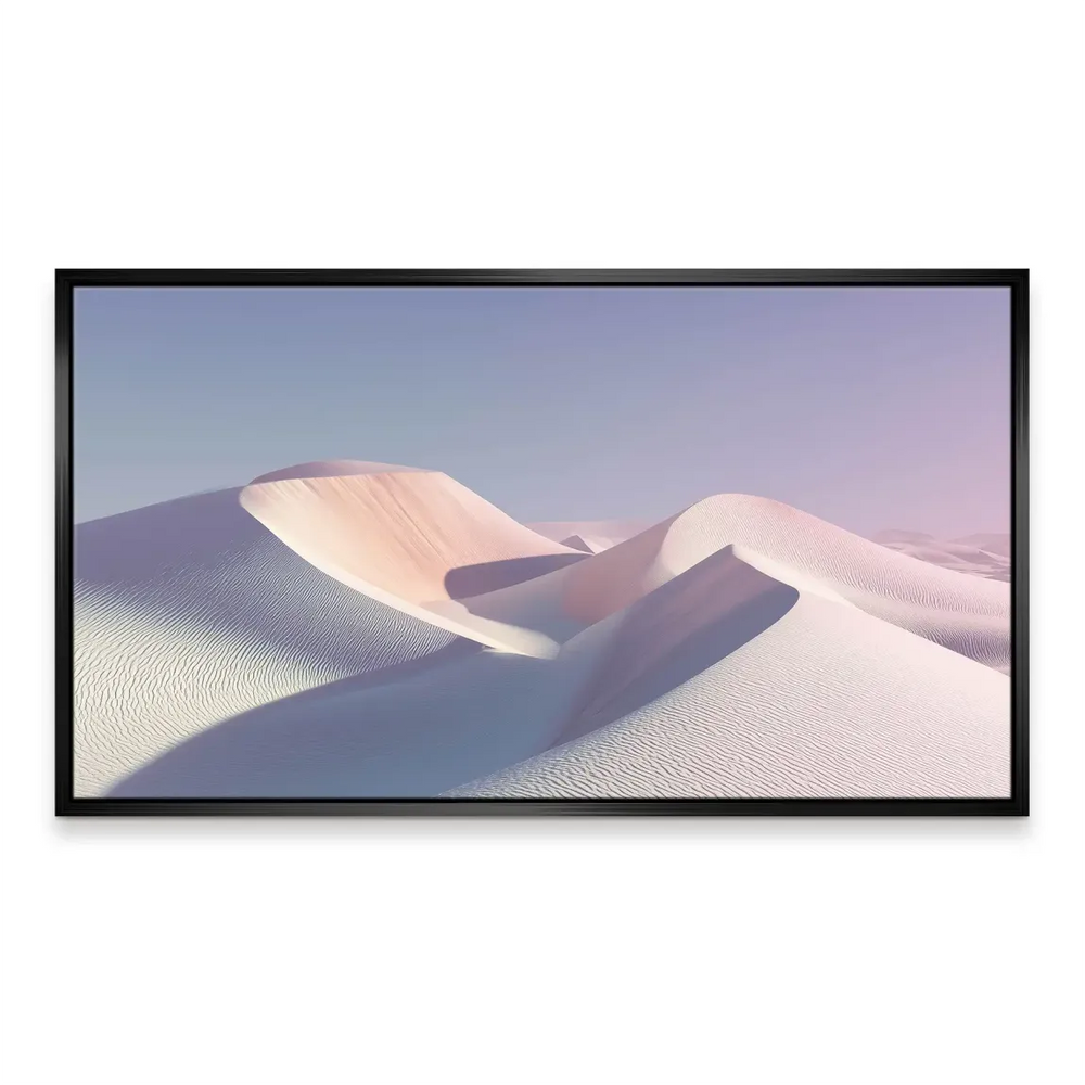 Pastel-toned desert panorama with pale sand and gentle shadows