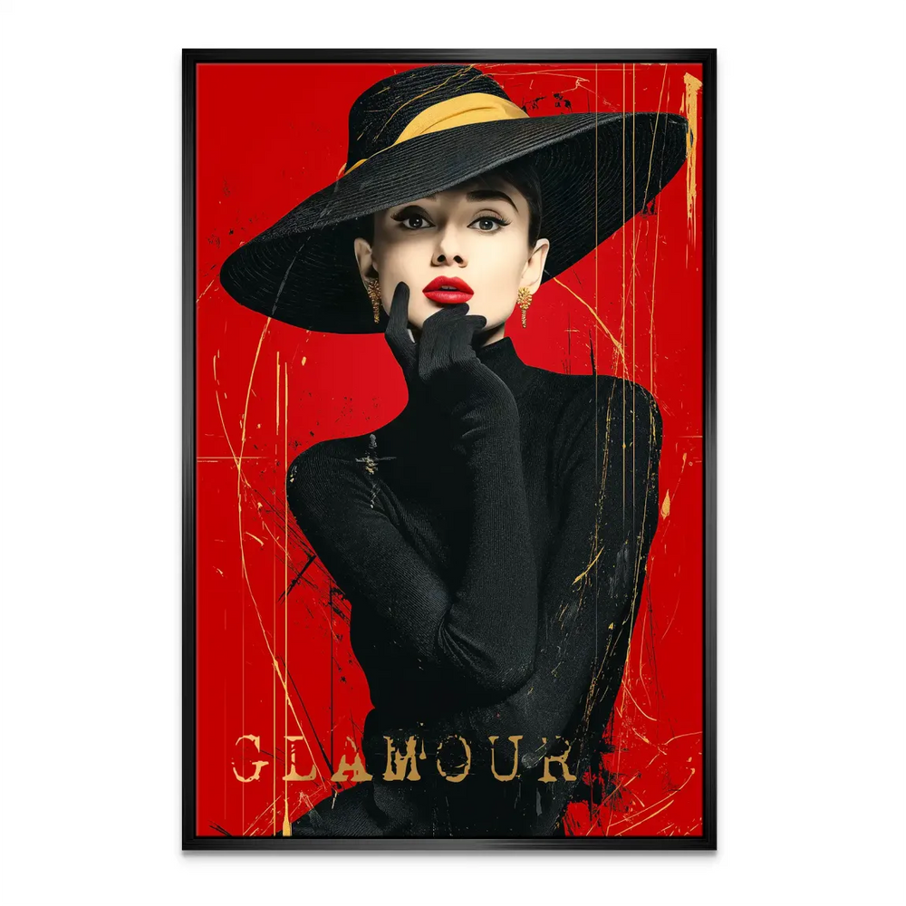 Stylish portrait wall art of Audrey Hepburn for fashion interiors