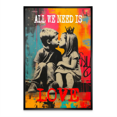 Urban street art children canvas — vivid pop graffiti close-up.