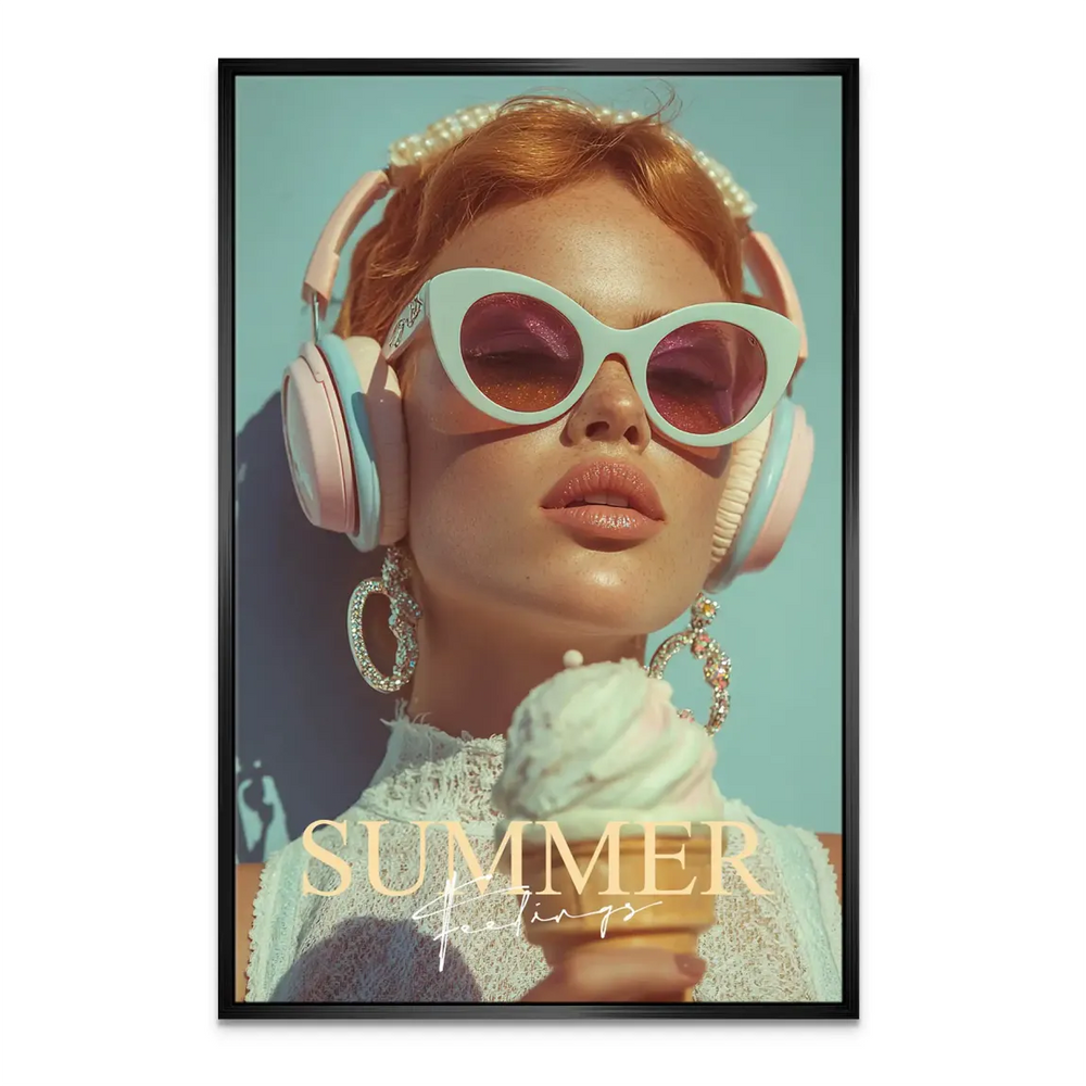 Summer Feeling Fashion Portrait Canvas Wall Art - Pastel Pop Art - Image 8