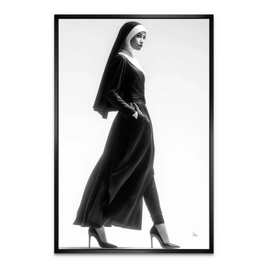 Nun Couture Canvas Art - Fashion Wall Art in Black & White - Image 6