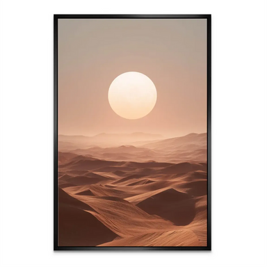 Tall vertically oriented desert canvas print highlighting vast open sky and dunes.