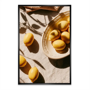 Minimalist still life scene with lemons suitable for dining room decor