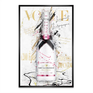 Champagne Glam wall decor with white, black, and pink tones in a glamorous pop art style.