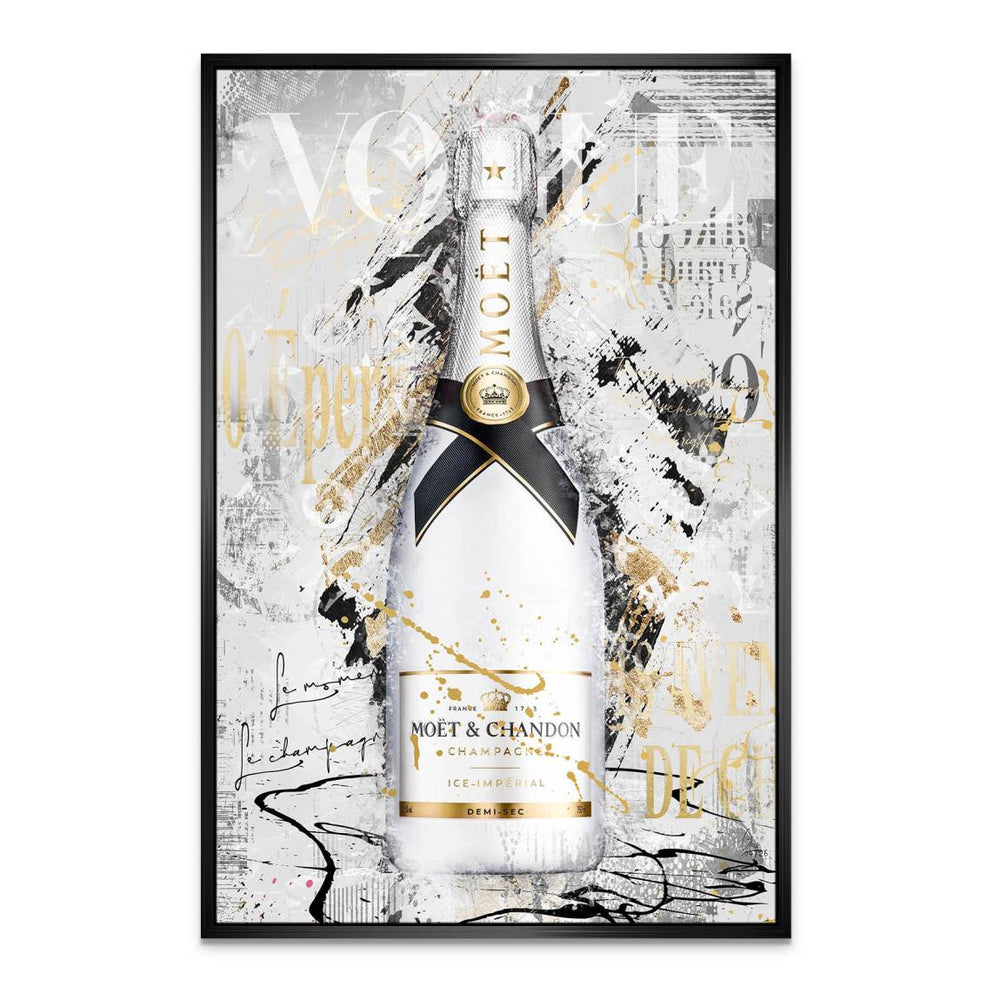 Modern glam wall art suitable for living rooms or home bars in portrait format.