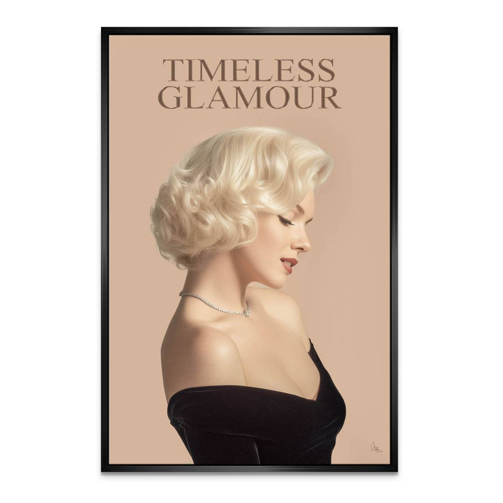 Celebrity-inspired wall art depicting an elegant evening gown and refined demeanor.