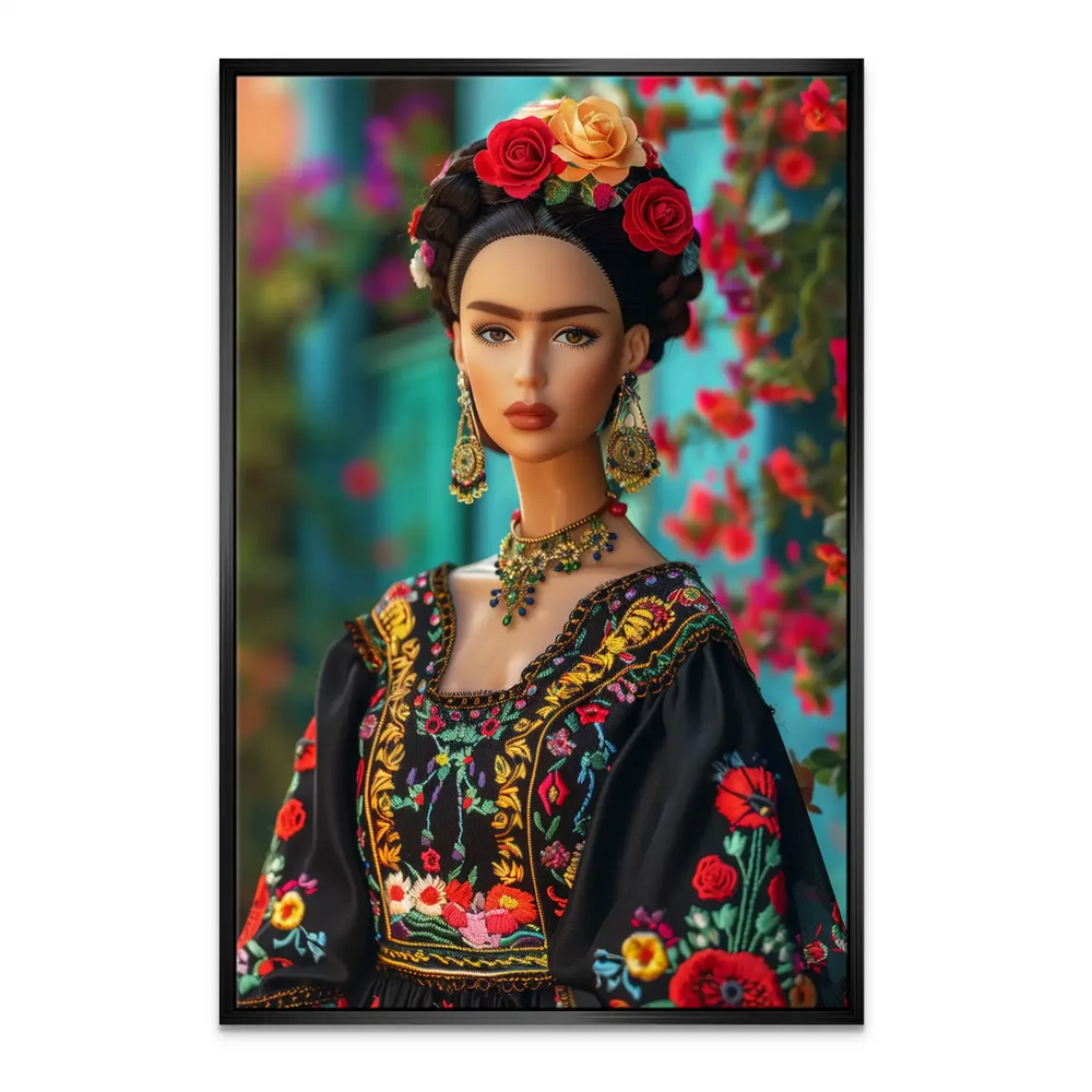 Single-frame canvas art featuring a cultural figure-inspired Barbie in a bold portrait.