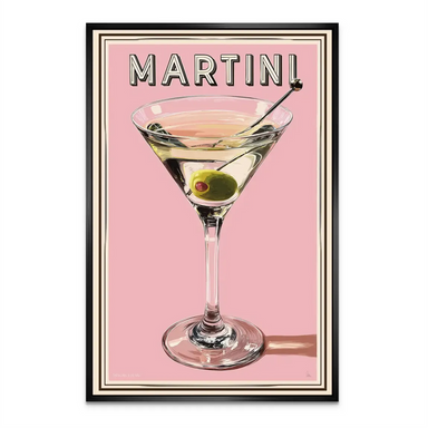 Classic Martini cocktail wall art for home bar display.