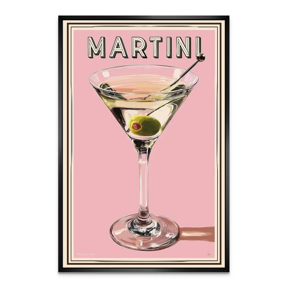 Classic Martini cocktail wall art for home bar display.