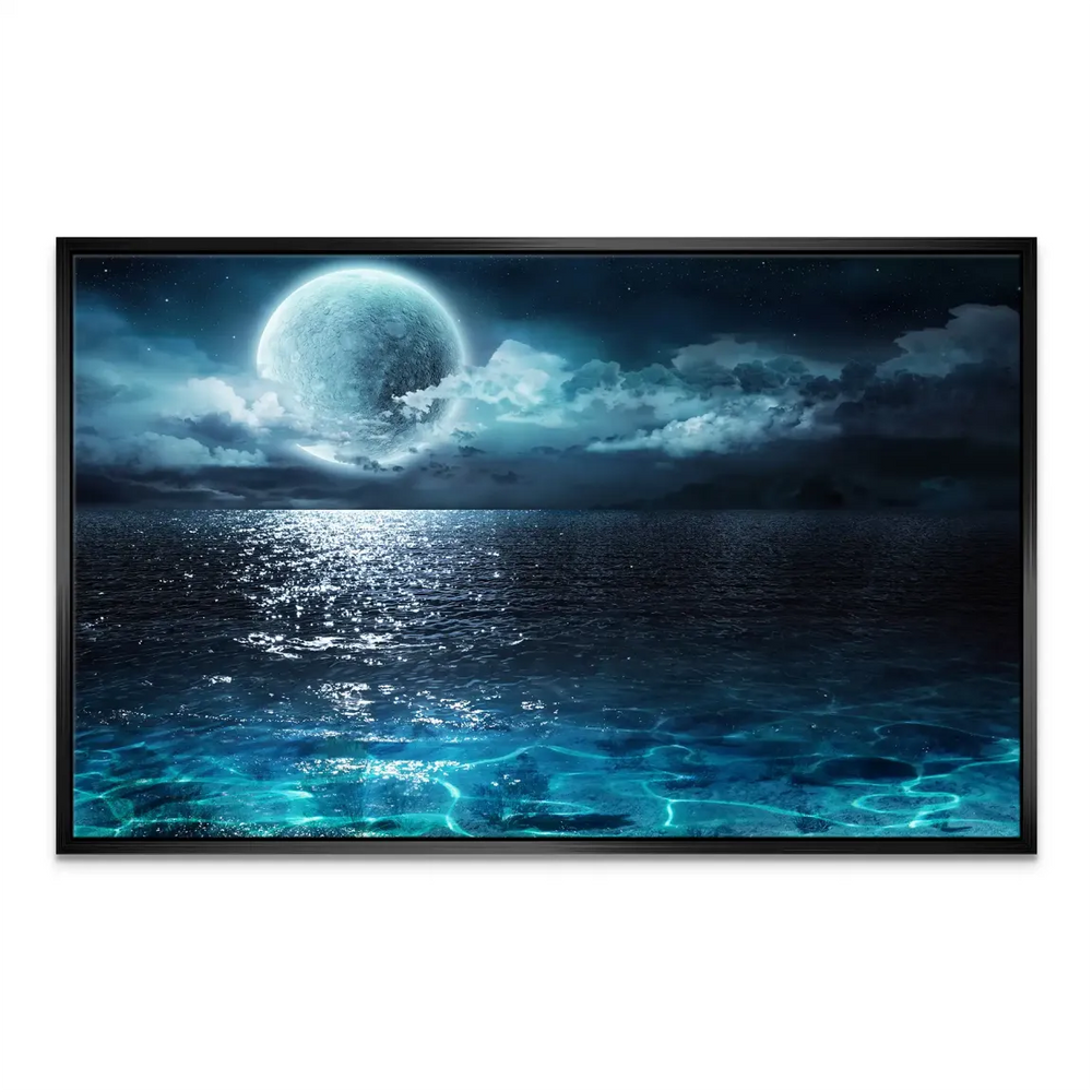 Modern living room wall decor moonlit ocean dream artwork