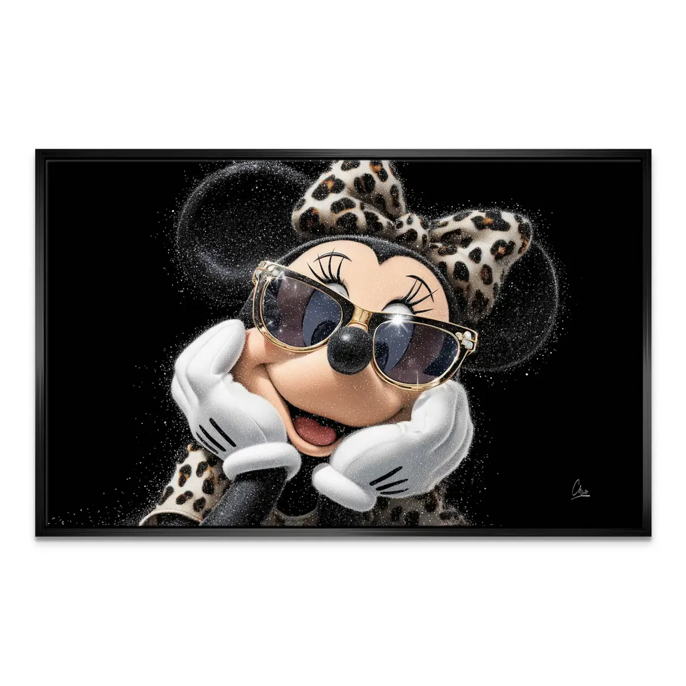 Glam Minnie Mouse canvas print highlighting fashion and cinema-inspired themes