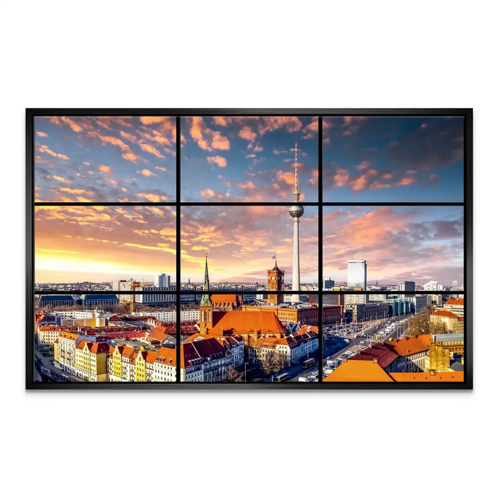 Contemporary architecture wall art with a panoramic view of Berlin's skyline