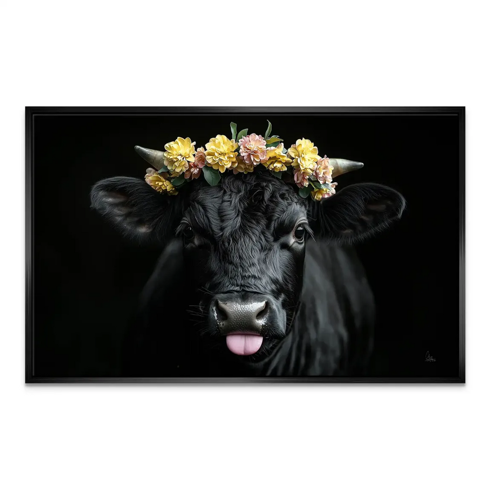 Flowery Cow Canvas Art - Whimsical Cow with Flower Crown - Image 5