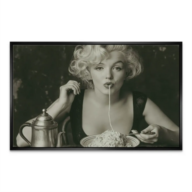 Celebrity wall art featuring Marilyn Monroe in a spaghetti scene