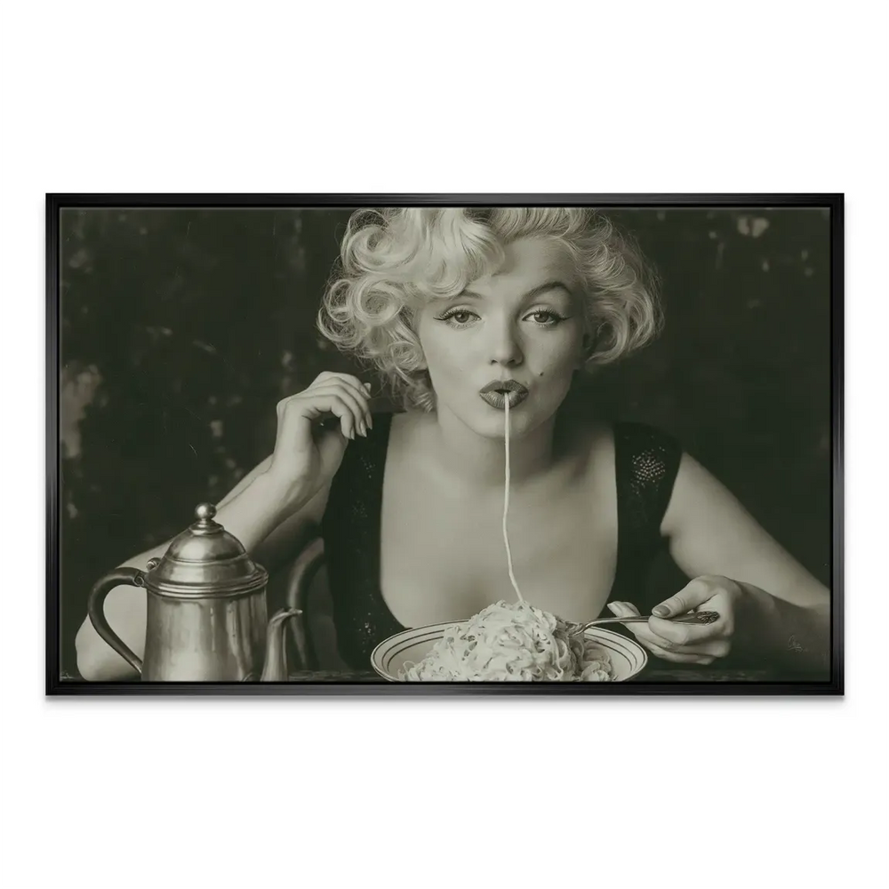 Celebrity wall art featuring Marilyn Monroe in a spaghetti scene