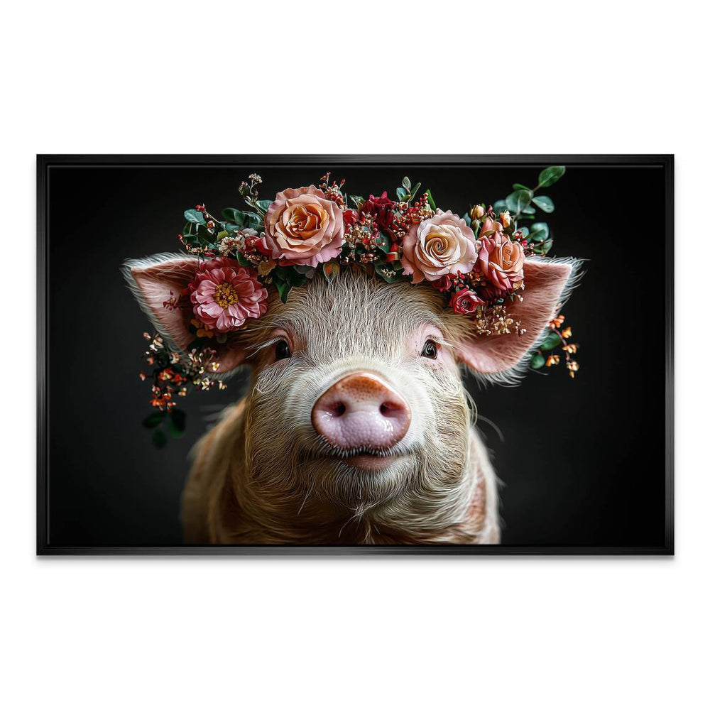 Piglet with Floral Crown Canvas Art - Image 6