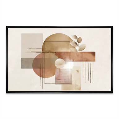 Botanical touch within geometric abstract art on canvas