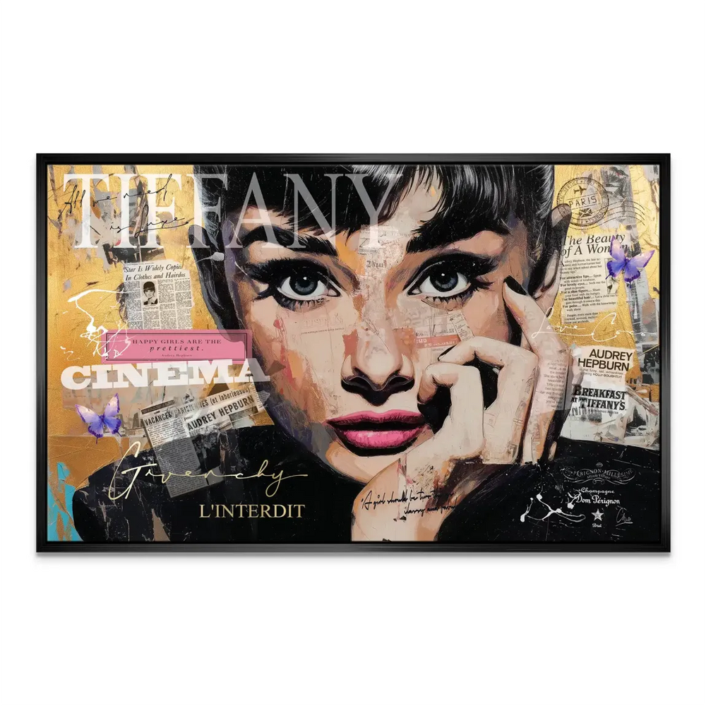 Modern fashion wall art showcasing Audrey Hepburn as a Pop Art icon