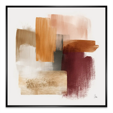 Minimalist modern abstract expressionism composition on square canvas