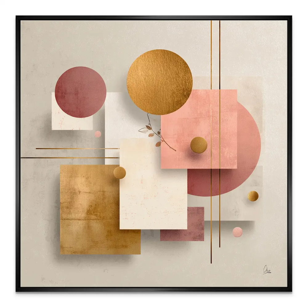 Contemporary wall art suitable for living room or bedroom with luxurious color palette
