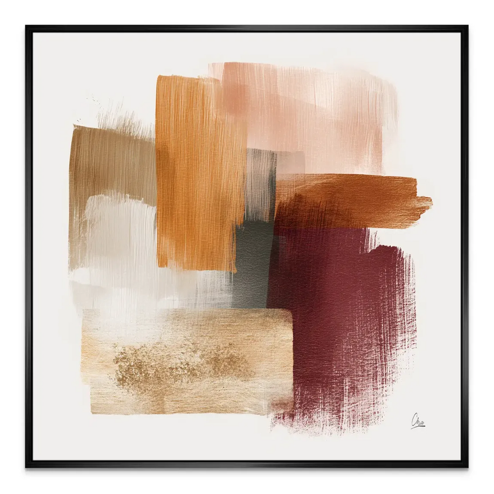 Square canvas print ready to hang in a boho living room